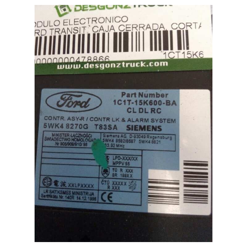 Recambio de modulo electronico para ford transit mod. 2000 bus ft 350 l 13-sitzer-bus referencia OEM IAM - Blanco 2