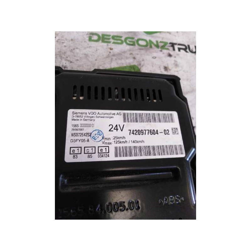 Recambio de cuadro instrumentos para renault magnum ab 2005 cabina adel.tractor semirr. gv  4x2 4xx.18 gran espacio referencia O 3