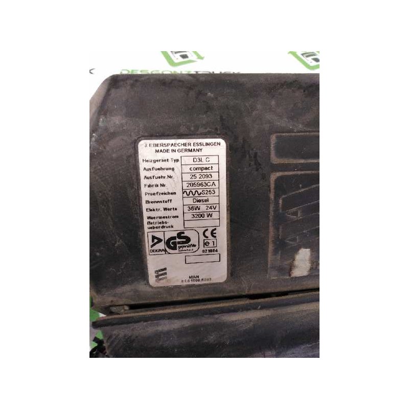Recambio de motor calefaccion cabina para man tg - a 18.460 fg / bb (e3/e4) xl referencia OEM IAM D3LC EBERSPACHER - Blanco 2