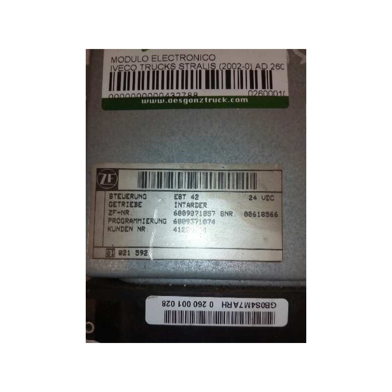 Recambio de modulo electronico para iveco trucks stralis ad 260s40 referencia OEM IAM 0260001028 6009371001 CENTRALITA INTARDER 3