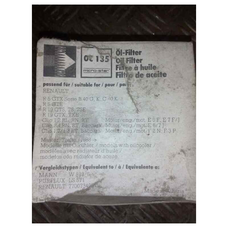 Recambio de filtro aceite para . no identificado referencia OEM IAM OC135 MARCA:MAHLE 2