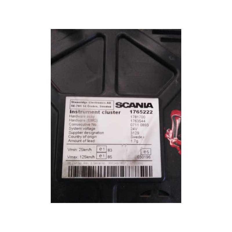 Recambio de cuadro instrumentos para scania serie p/g/r (l-clase) fsa r480 (4x2) largo cr 19 a referencia OEM IAM 1765222 3