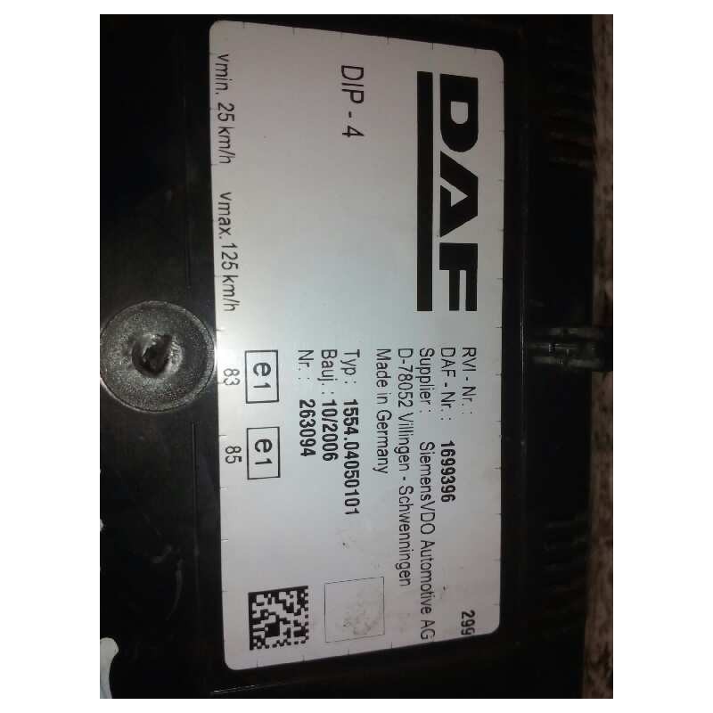 Recambio de cuadro instrumentos para daf serie cf85.410 ab06 fsa 4x2 tráfico urbano referencia OEM IAM 1699396 155404050101 - Blanco 3