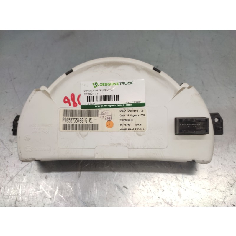 Recambio de cuadro instrumentos para citroën c3 1.4 hdi sx plus referencia OEM IAM 9650735480 - Azul 2