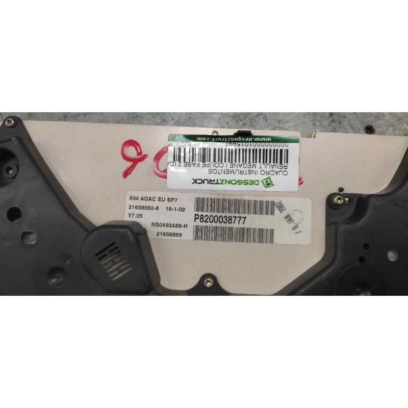 Recambio de cuadro instrumentos para renault megane i coupe fase 2 (da..) 1.6 16v expression referencia OEM IAM 8200038777 NS049 - Negro 2