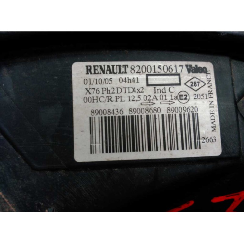 Recambio de faro derecho para renault kangoo (f/kc0) alize referencia OEM IAM 8200150617 - Blanco 4
