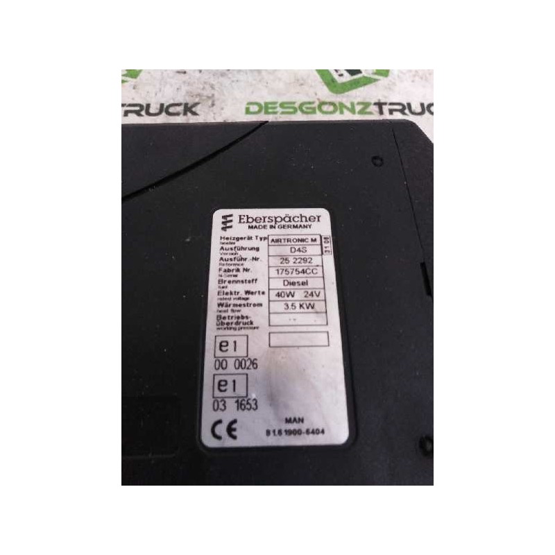 Recambio de motor calefaccion para man tg - a 18.480 12.4 diesel referencia OEM IAM AIRTRONIC M D4S 81619006404 EBERSPACHER - Blanco 2