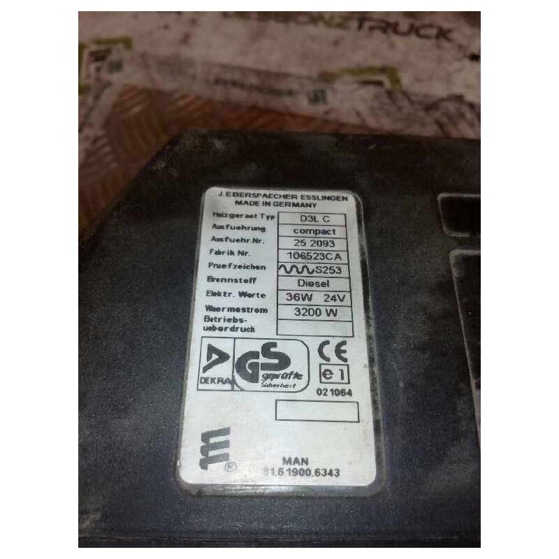 Recambio de motor calefaccion cabina para man tg - a 18.460 12.8 diesel referencia OEM IAM D3LC COMPACT EBERSPACHER - Amarillo 2