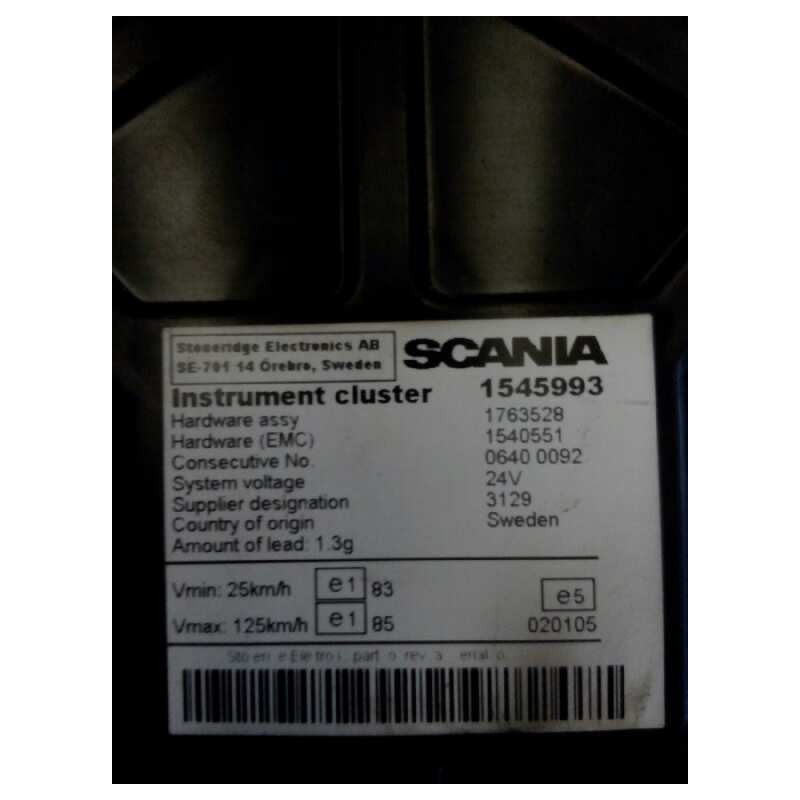 Recambio de cuadro instrumentos para scania serie p/g/r (c-clase) fg 420 (4x2) corto cp 13 / 14 b referencia OEM IAM 1545993 176 3