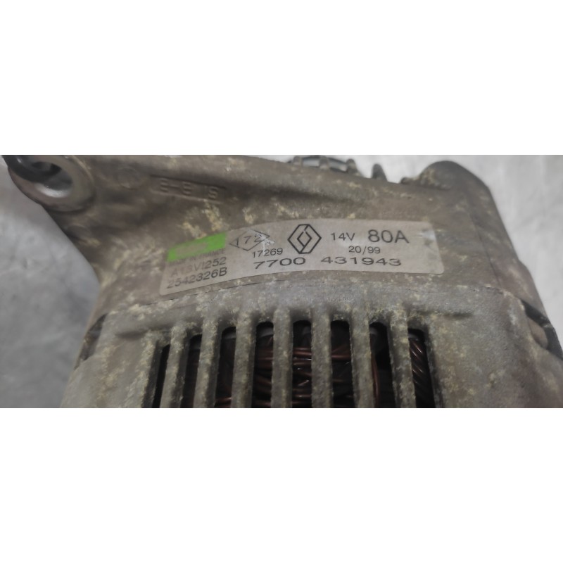 Recambio de alternador para renault megane i classic (la0) 1.9 diesel referencia OEM IAM 7700431943 2542326B 14V 80A VALEO 4