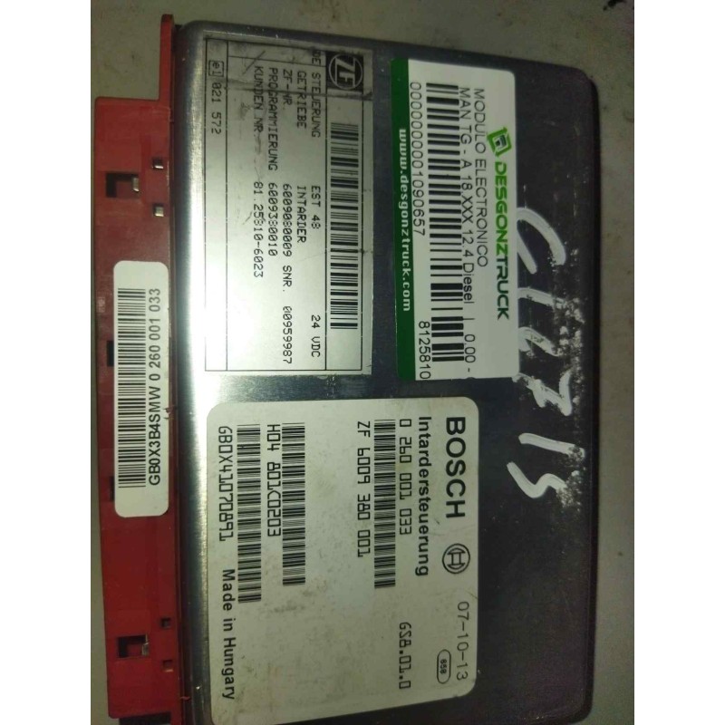 Recambio de modulo electronico para man tg - a 18.480 12.4 diesel referencia OEM IAM 81258106023 0260001033 CENTRALITA INTARDER - Blanco 2