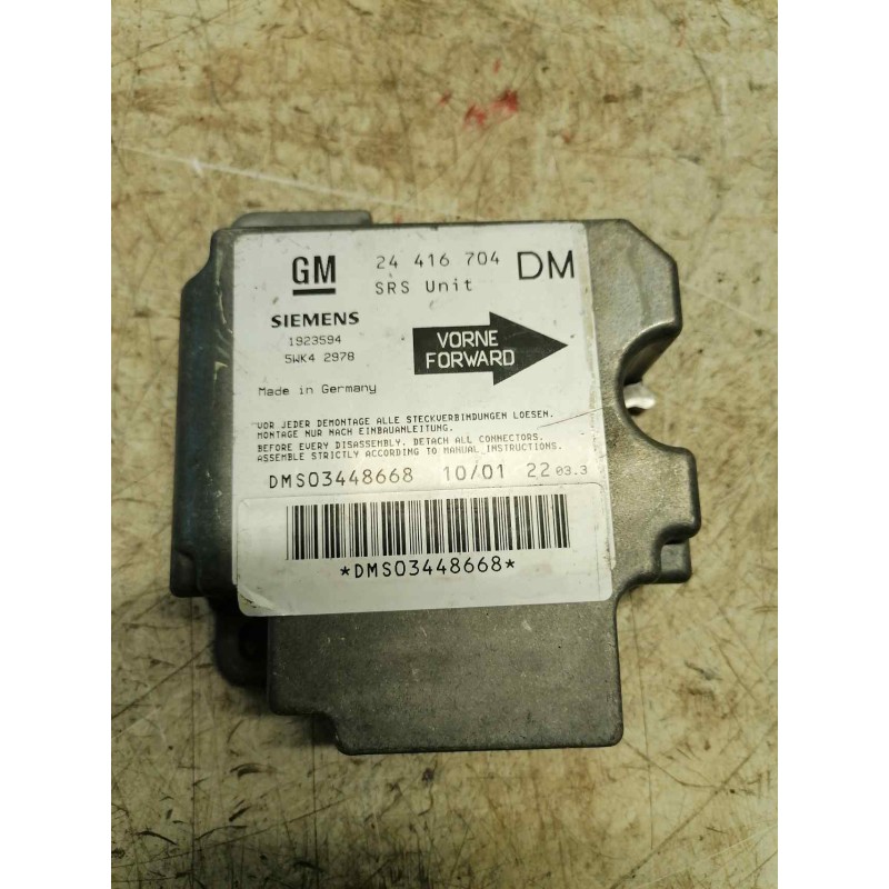 Recambio de centralita airbag para opel zafira a 2.2 16v dti cat (y 22 dtr / l50) referencia OEM IAM 24416704 5WK42978 - Gris