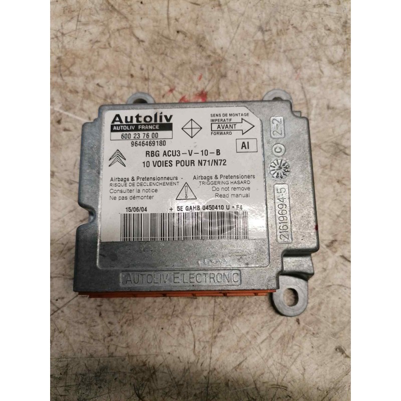 Recambio de centralita airbag para citroën xsara berlina 2.0 hdi cat (rhy / dw10td) referencia OEM IAM 9646469180 600237600 