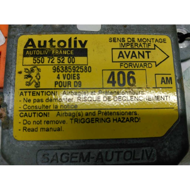 Recambio de centralita airbag para peugeot 406 berlina (s1/s2) sr referencia OEM IAM 9638592580 550725200 2