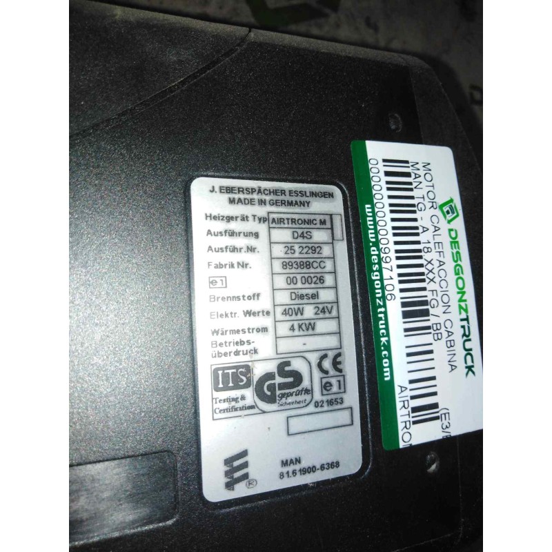 Recambio de motor calefaccion para man tg - a 18.430 fg / bb (e3/e4) xl referencia OEM IAM 81619006368 AIRTRONIC M D4S EBERSPACH - Blanco 2
