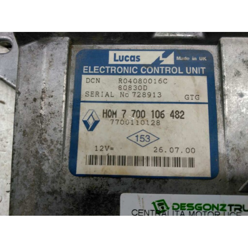 Recambio de centralita motor uce para renault trafic (desde 5.89) t 1100 referencia OEM IAM 7700106482 R04080016C - Blanco 3
