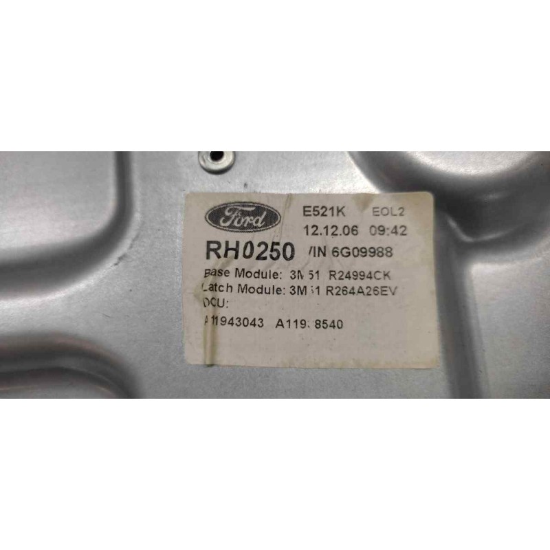 Recambio de elevalunas trasero derecho para ford focus c-max (cap) ambiente (d) referencia OEM IAM 3M51R24994CK - Negro 2