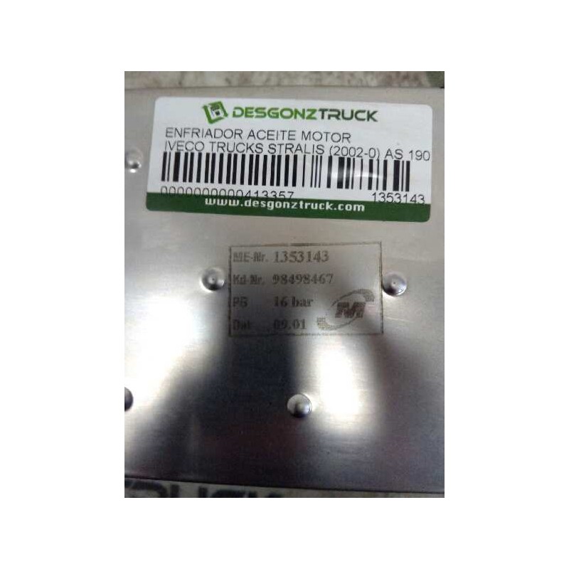 Recambio de enfriador aceite motor para iveco trucks stralis as 190s48 referencia OEM IAM 1353143 98498467 2