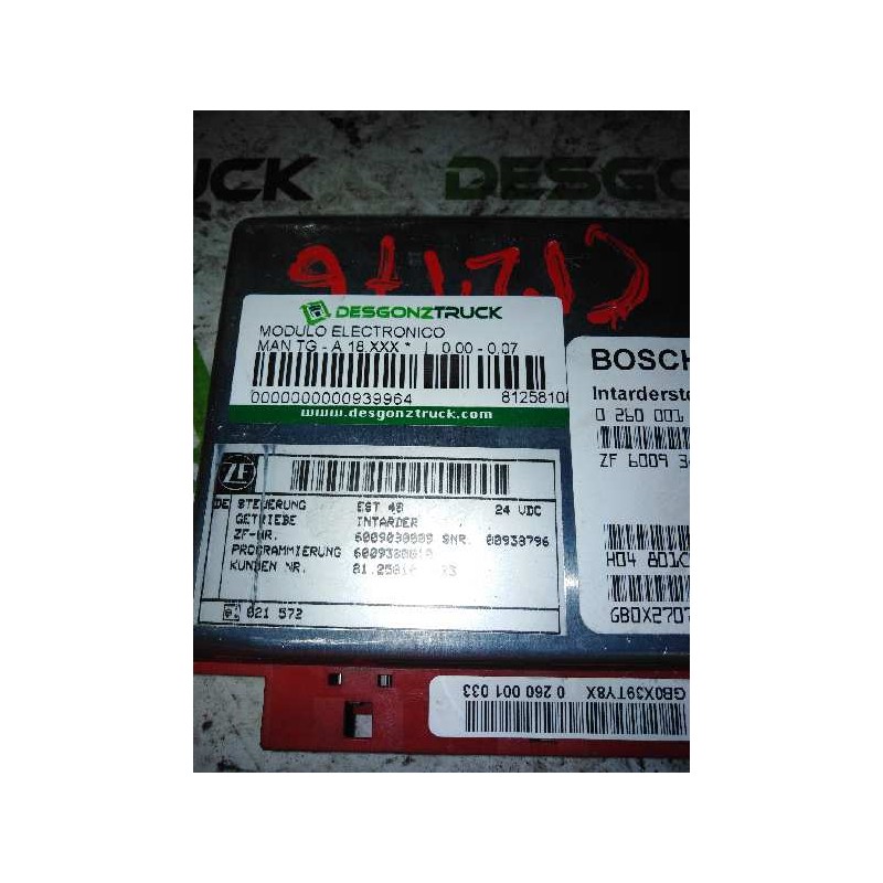 Recambio de modulo electronico para man tg - a 18 referencia OEM IAM 81258106023 0260001033 CENTRALITA INTARDER - Blanco 2