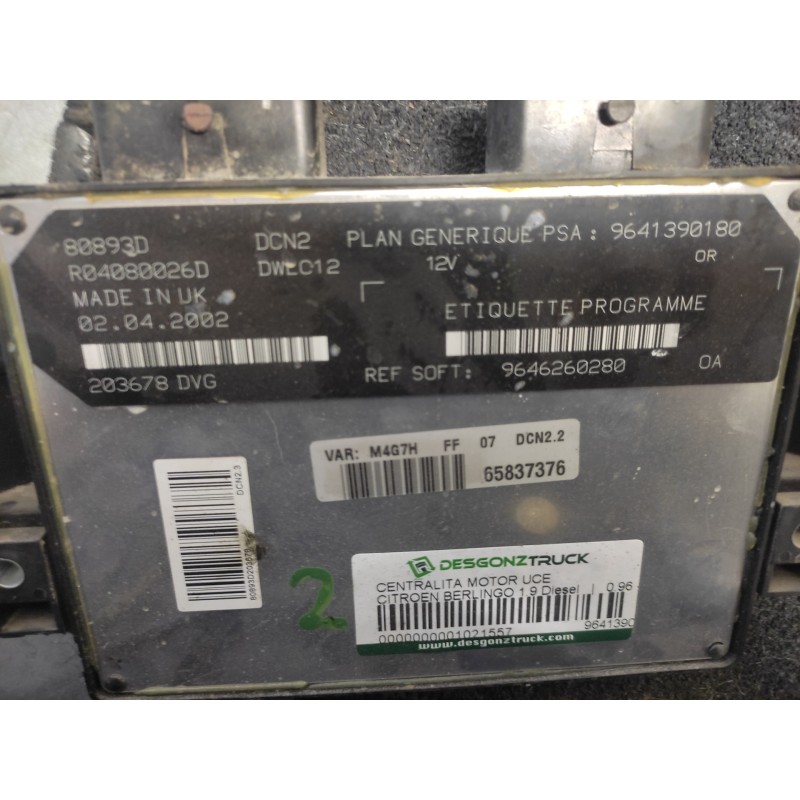 Recambio de centralita motor uce para citroën berlingo 1.9 d leader referencia OEM IAM 9641390180 9646260280 