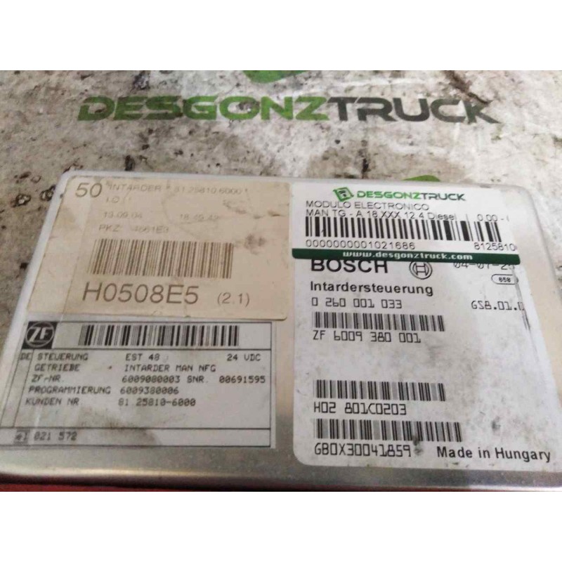 Recambio de modulo electronico para man tg - a 18.480 12.4 diesel referencia OEM IAM 81258106000 022600010333 CENTRALITA INTARDE 2