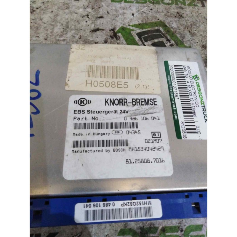 Recambio de modulo electronico para man tg - a 18.480 12.4 diesel referencia OEM IAM 81258087016 0486106041 CENTRALITA EBS 2