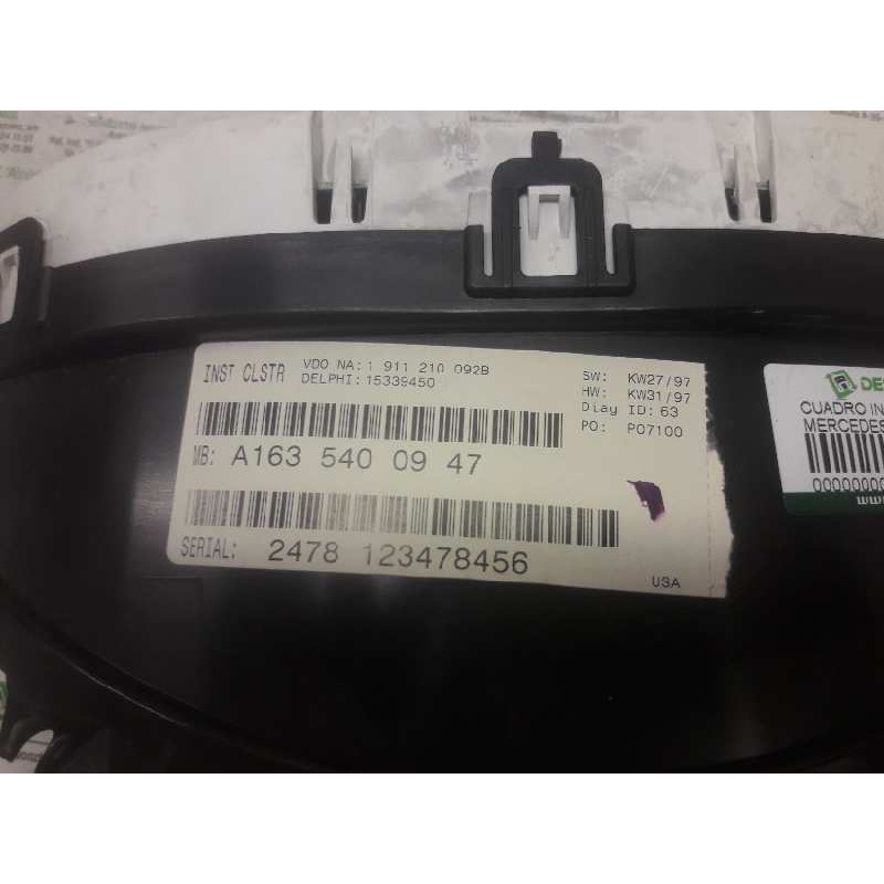 Recambio de cuadro instrumentos para mercedes-benz clase m (w163) 320 (163.154) referencia OEM IAM A1635400947 1911210092B 15339 - Verde 2