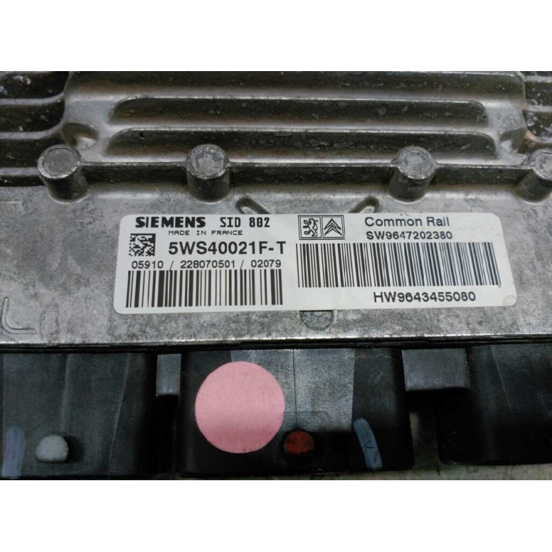 Recambio de centralita motor uce para citroën c3 1.4 hdi 16v exclusive referencia OEM IAM 5WS40021F-T SW9647202380 HW9643455080 2
