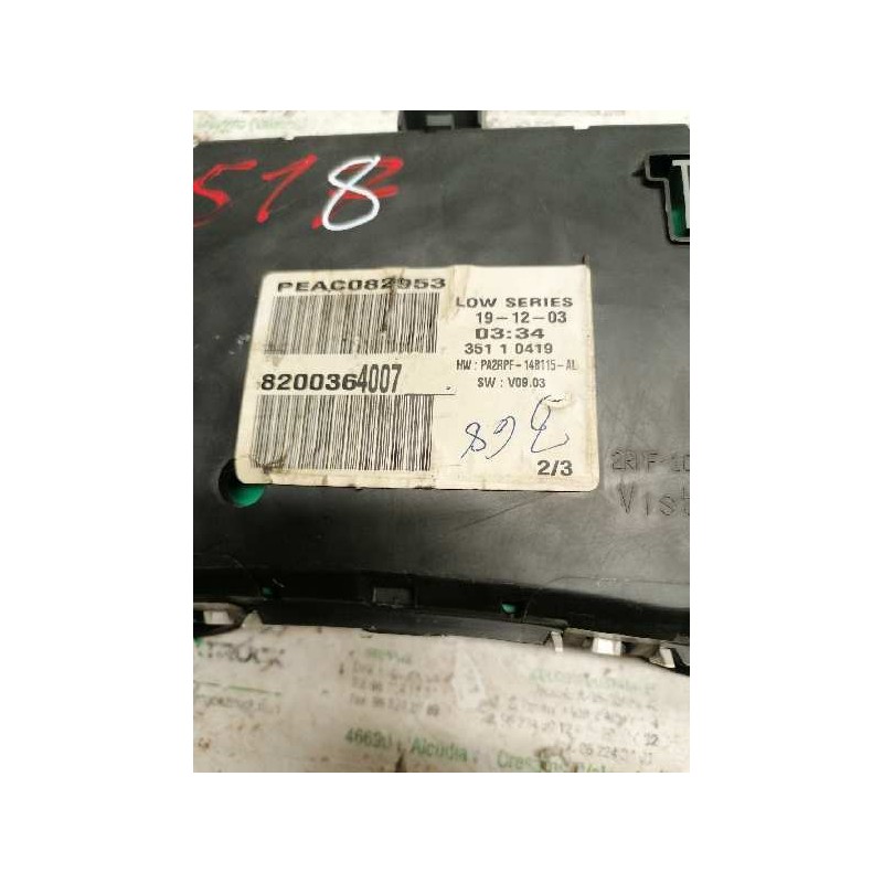 Recambio de cuadro instrumentos para renault megane ii berlina 5p referencia OEM IAM 8200364007 - Azul 3
