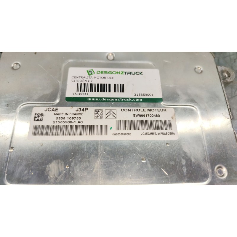 Recambio de centralita motor uce para citroën c2 furio referencia OEM IAM 215859001 2
