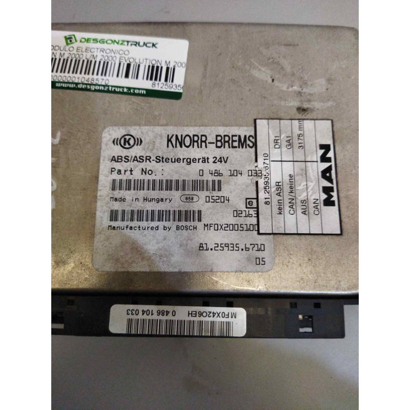 Recambio de modulo electronico para man m 2000 l/m 2000 evolution m 2000 l fg llc m (largura mediana) referencia OEM IAM 8125935 - Gris 2
