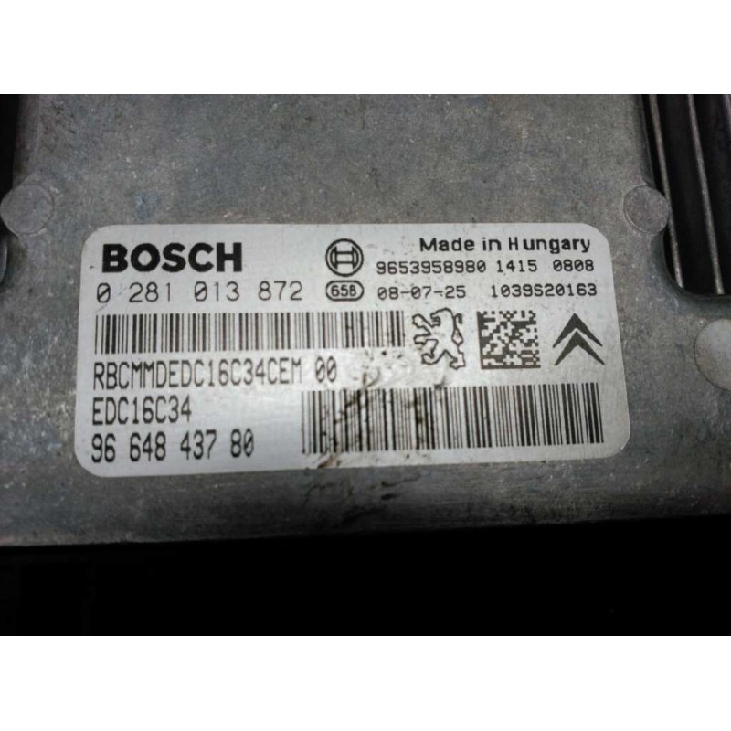 Recambio de centralita motor uce para citroën c5 berlina 1.6 hdi fap referencia OEM IAM 9664843780 0281013872 - Negro 3