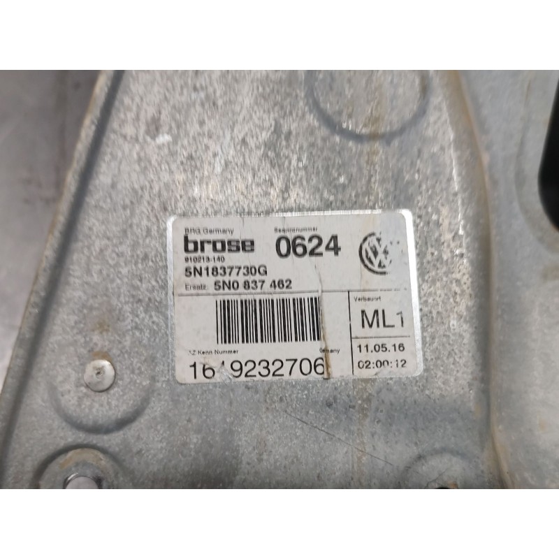 Recambio de elevalunas delantero derecho para volkswagen tiguan (5n_) 2.0 tdi 4motion referencia OEM IAM 5N1837730G 5N0837462 - Gris 2