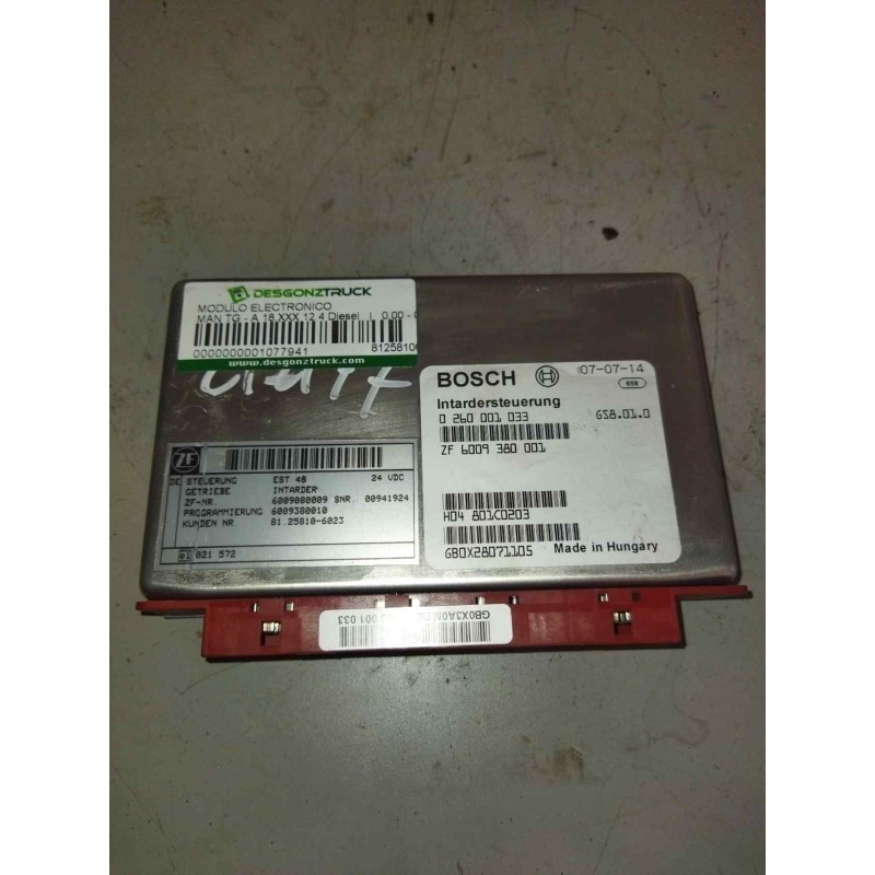 Recambio de modulo electronico para man tg - a 18.xxx 12.4 diesel referencia OEM IAM 81258106023 0260001033 CENTRALITA INTARDER