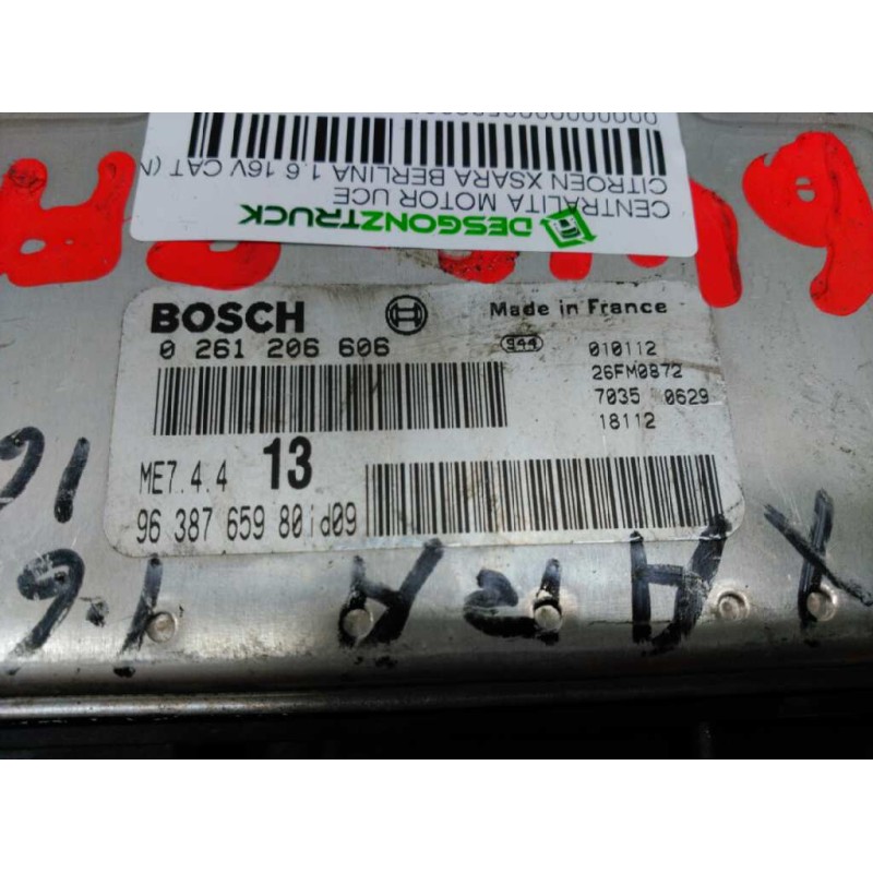 Recambio de centralita motor uce para citroën xsara berlina 1.6 16v cat (nfu / tu5jp4) referencia OEM IAM 9638765980 0261206606 - Gris 2