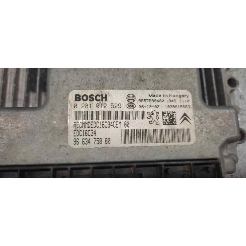 Recambio de centralita motor uce para citroën c3 hdi 70 furio referencia OEM IAM 0281012529 9663475880 9657699480 - Blanco 2