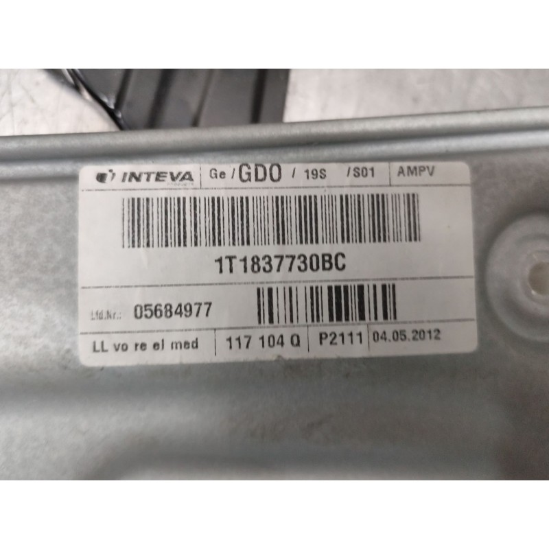 Recambio de elevalunas delantero derecho para volkswagen touran (1t3) 1.6 tdi referencia OEM IAM 1T1971121A 2