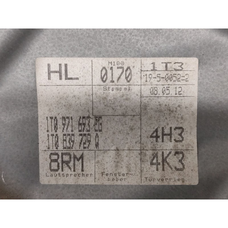 Recambio de elevalunas trasero izquierdo para volkswagen touran (1t3) 1.6 tdi referencia OEM IAM 1T1971693EG 2