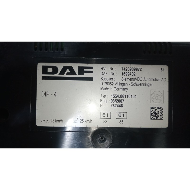 Recambio de cuadro instrumentos para daf serie lf45 desde 01 5.9 diesel referencia OEM IAM 1699402 7420909972 - Blanco 2
