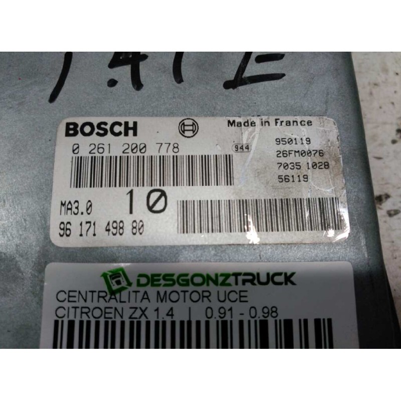Recambio de centralita motor uce para citroën zx 1.4 referencia OEM IAM 9617149880 0261200778 BOSCH - Azul 2