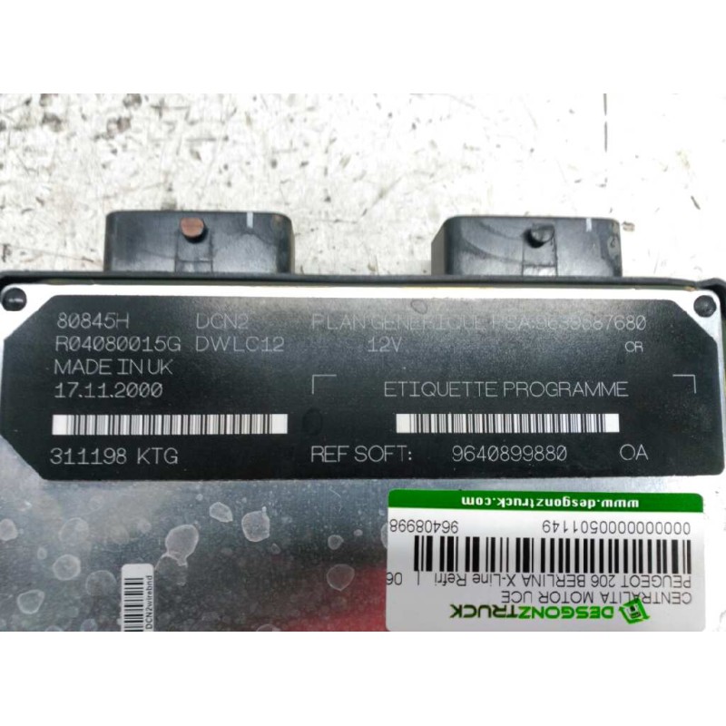Recambio de centralita motor uce para peugeot 206 berlina x-line refri referencia OEM IAM 9640899880 9639587680 2