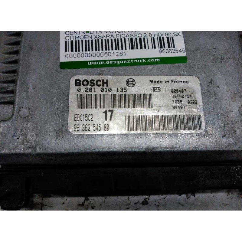 Recambio de centralita motor uce para citroën xsara picasso 2.0 hdi 90 sx top referencia OEM IAM 9636254580 0281010135 BOSCH 3