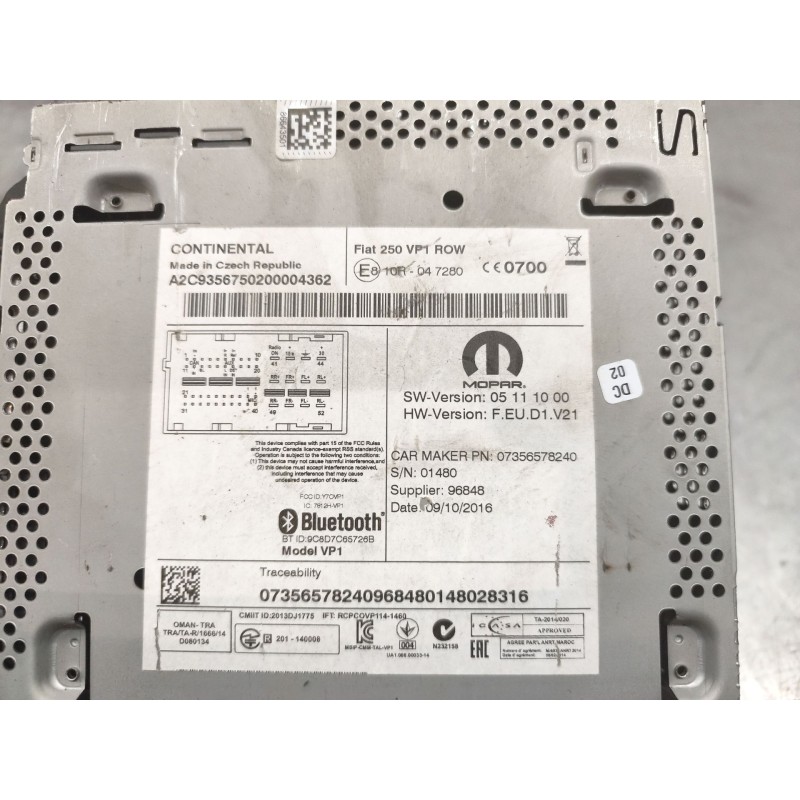 Recambio de sistema audio / radio cd para peugeot boxer furgoneta 2.0 bluehdi 130 referencia OEM IAM 073565782409684 - Blanco 3