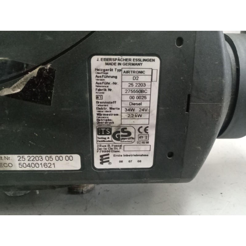 Recambio de motor calefaccion cabina para iveco stralis (as) 12.9 diesel referencia OEM IAM 504001621 EBERSPACHER AIRTRONIC D2 - Azul 5