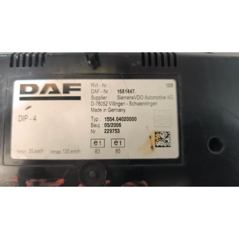 Recambio de cuadro instrumentos para daf serie 95 xf .430 fgfe (typ .430) larga distancia referencia OEM IAM 1681447 2