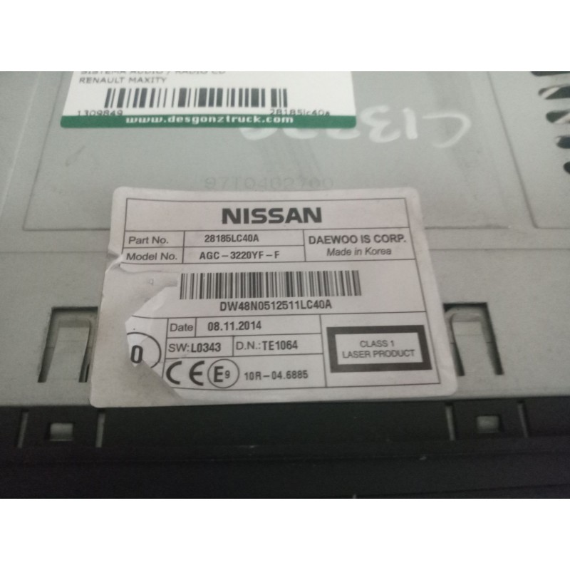 Recambio de sistema audio / radio cd para renault maxity 2.9 diesel referencia OEM IAM 28185lc40a  agc-3220yf-f - Blanco 3