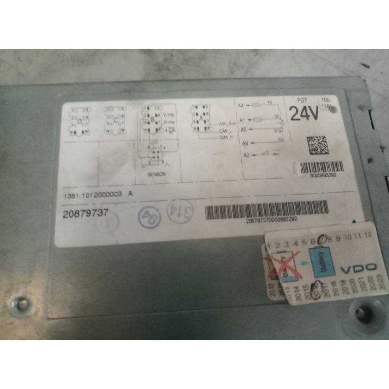 Recambio de tacografo para volvo fh 480 12.8 diesel referencia OEM IAM 13811012000003 20879737 0000693292 - Blanco 4