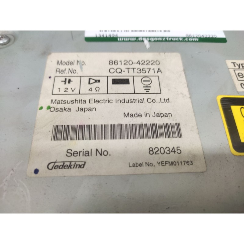Recambio de sistema audio / radio cd para toyota rav 4 (a3) luna referencia OEM IAM 8612042220 - Plata 3
