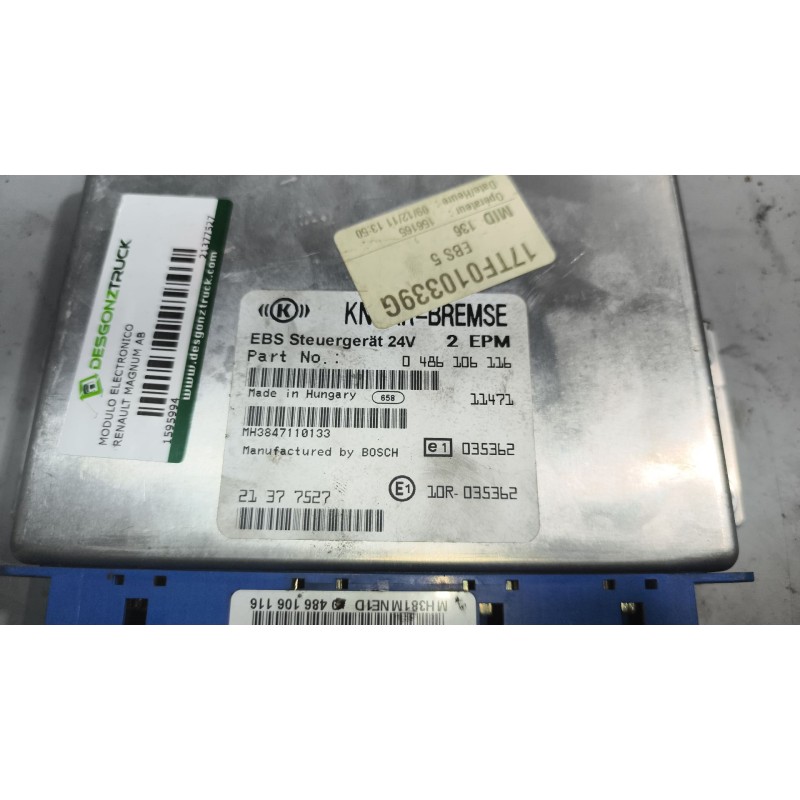 Recambio de modulo electronico para renault magnum ab diesel referencia OEM IAM 21377527 0486106116 - Blanco 3
