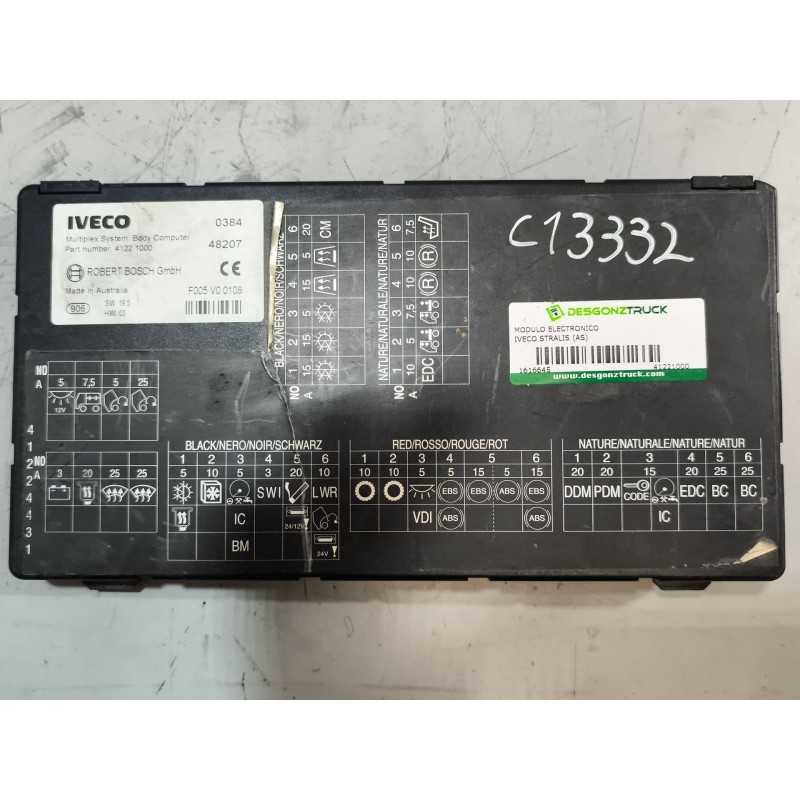 Recambio de modulo electronico para iveco stralis (as) 12.9 diesel referencia OEM IAM 41221000 SW19.5 